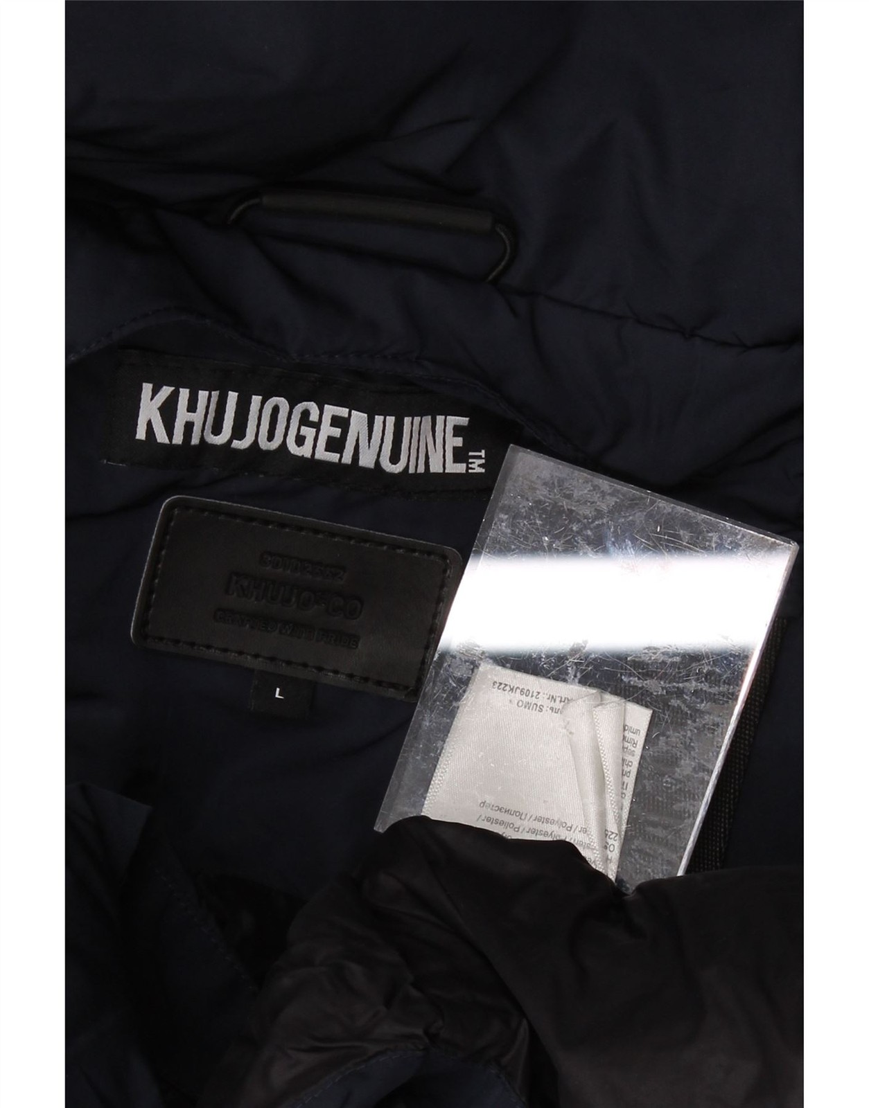KHUJO Mens Hooded Padded Jacket UK 40 Large Navy Blue Polyester BP01