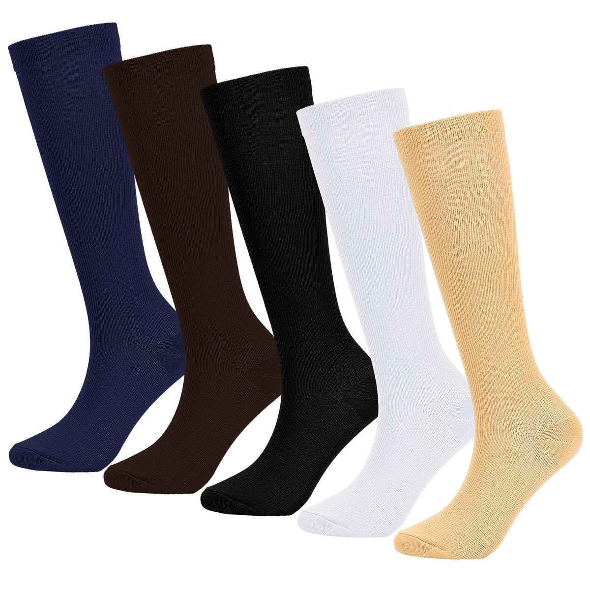 1-3Pair Unisex Plus Size Wide Calf Compression Socks 15-20mmHg Knee High Support