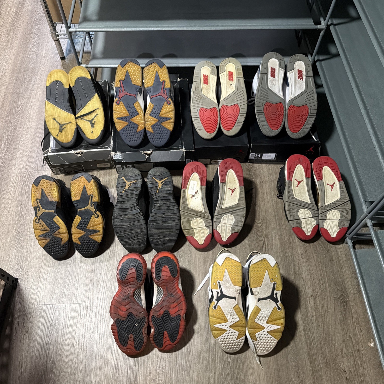 Air Jordan Bundle Lot 10 Pairs For Restoration Vintage OG Box Sizes 10-14 Bred