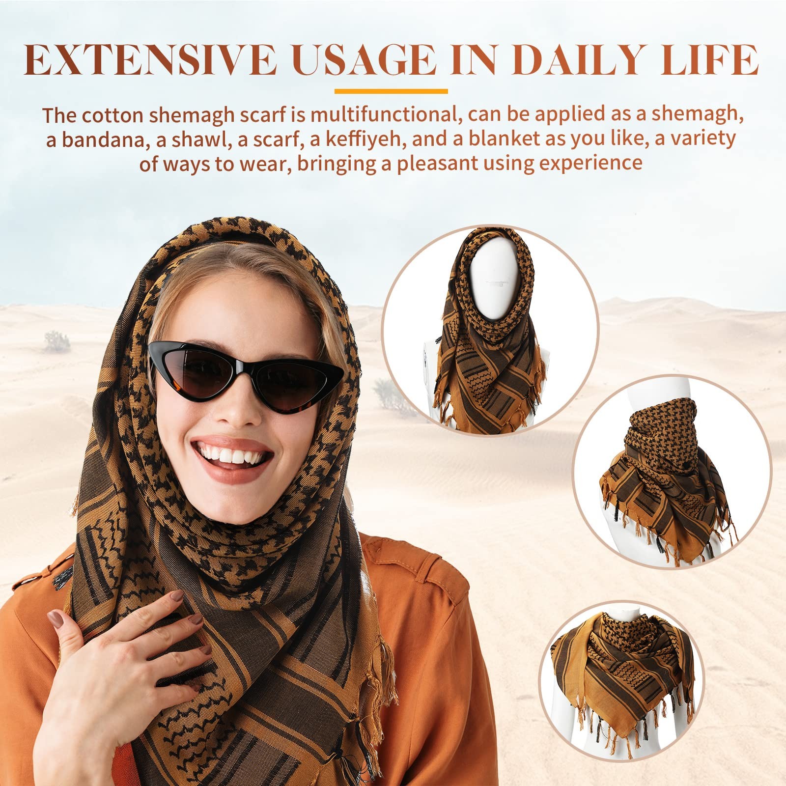 6 Pcs Military Shemagh Tactical Desert Scarf Shemagh Scarf Men Neck Head Wrap…