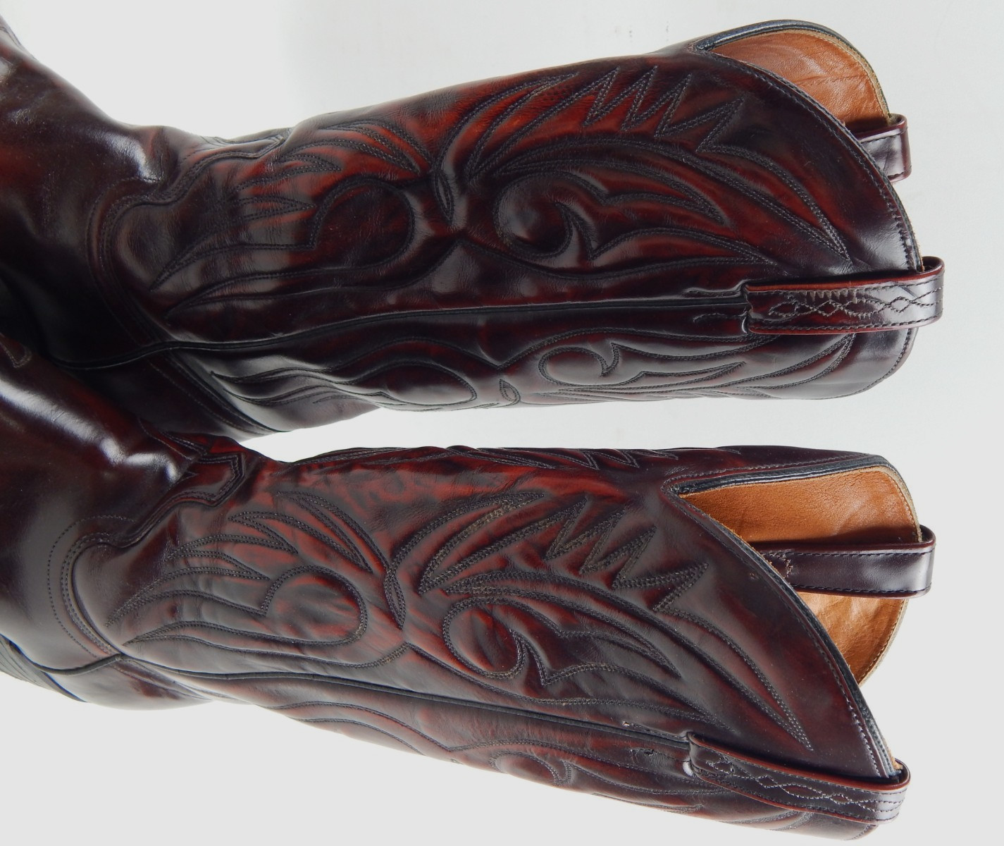 VTG J Chisholm Handcrafted Western Boots Style 990 Oxblood Black Cherry Men’s 8D