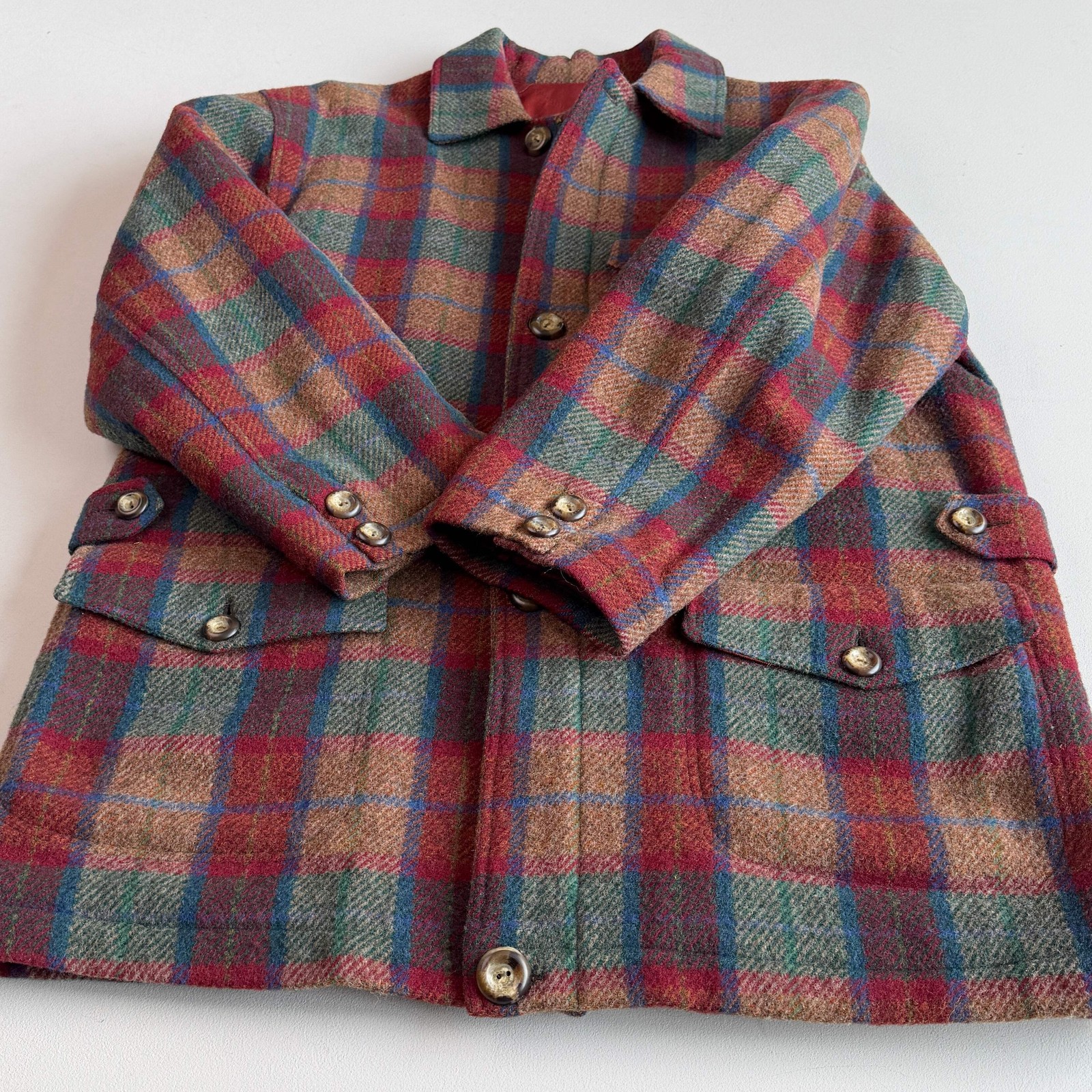 Paul Stuart (52IT / L) Plaid Wool Quilt Lined Hunting Chore Coat