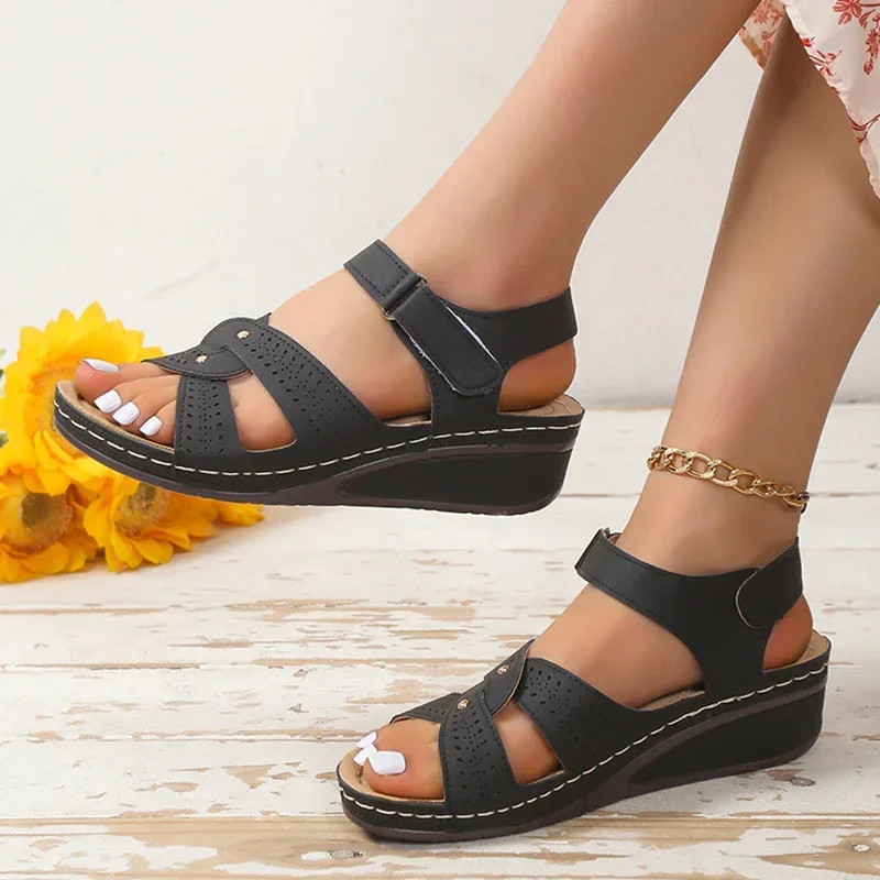 Womens Plus Size Wedge Sandals Platform Comfort Walking Non Slip Beach Shoes