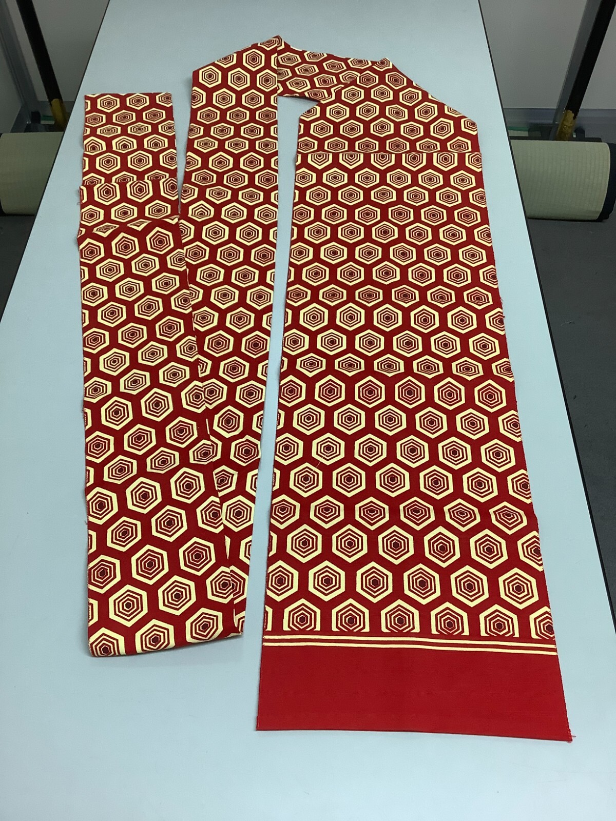 Japanese Vintage Kimono Nagoya Obi cotton red pattern tradition 139.3×10.6inch