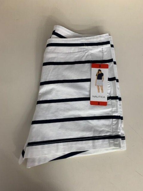 Nautica Striped Shorts Dark Navy/White Size 8 Women’s NWT