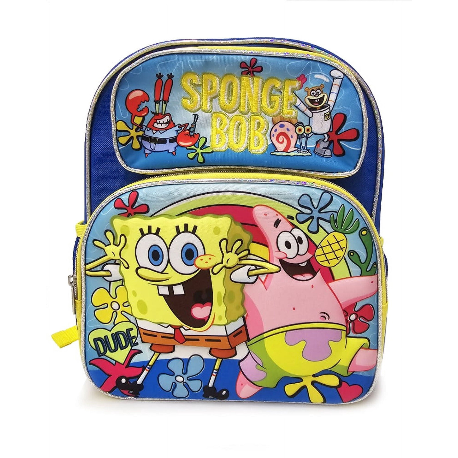 Small Backpack – Spongebob – w/Flowers 3D Pop-Up 12″ School Bag