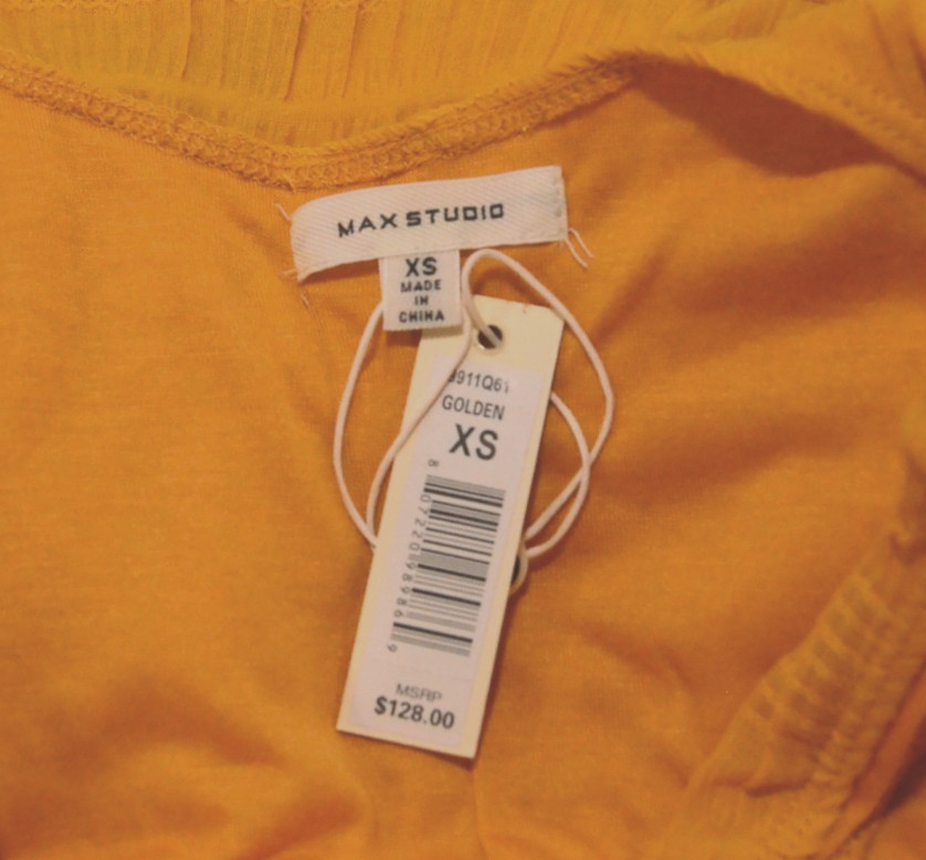 NWT Max Studio Size XS Gold Color Sleeveless A-Line Fit & Flare Dress U-Neckline