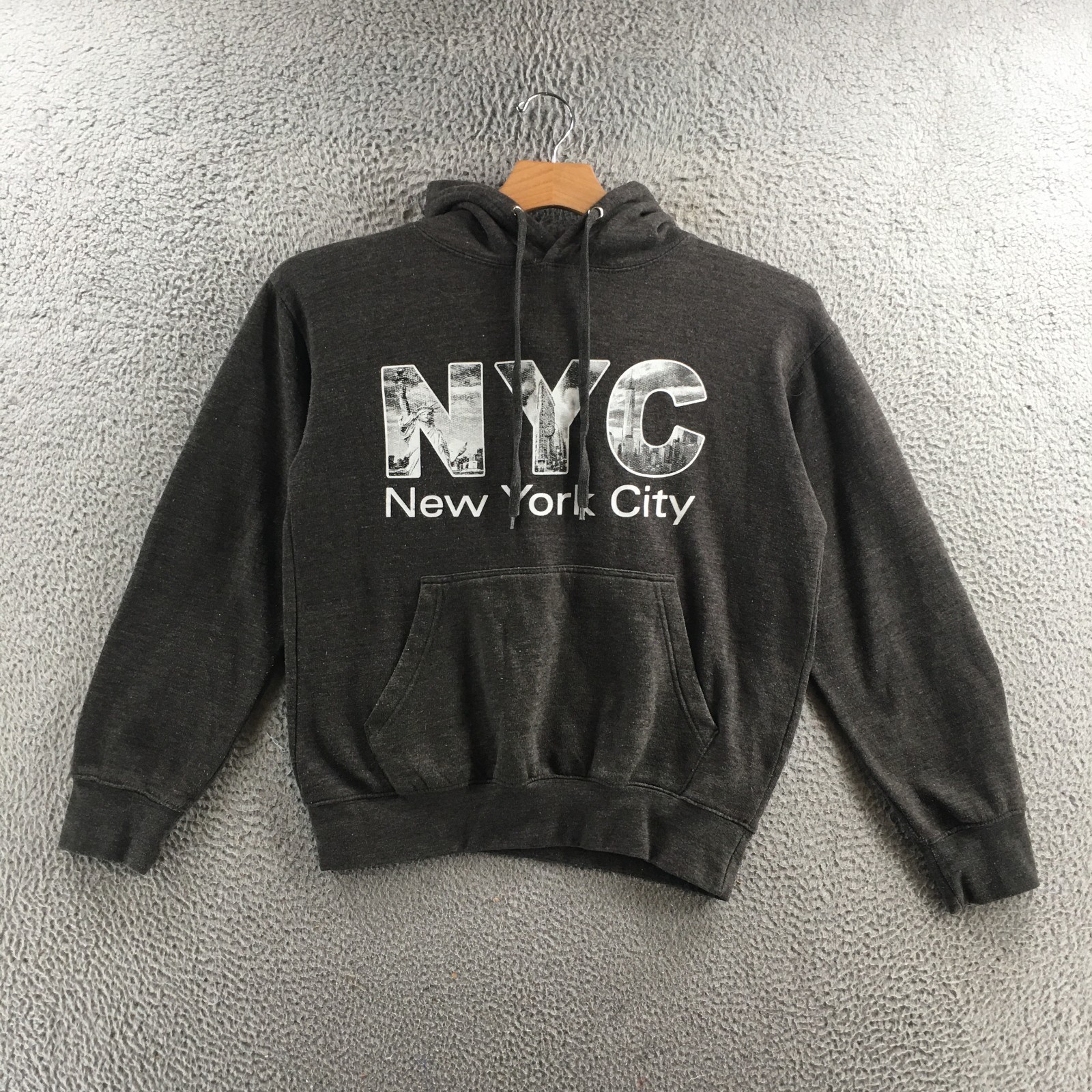 Knight NYC Hoodie & Sweatshirt Mens S Gray Long Sleeve Hooded Pullover Pockets