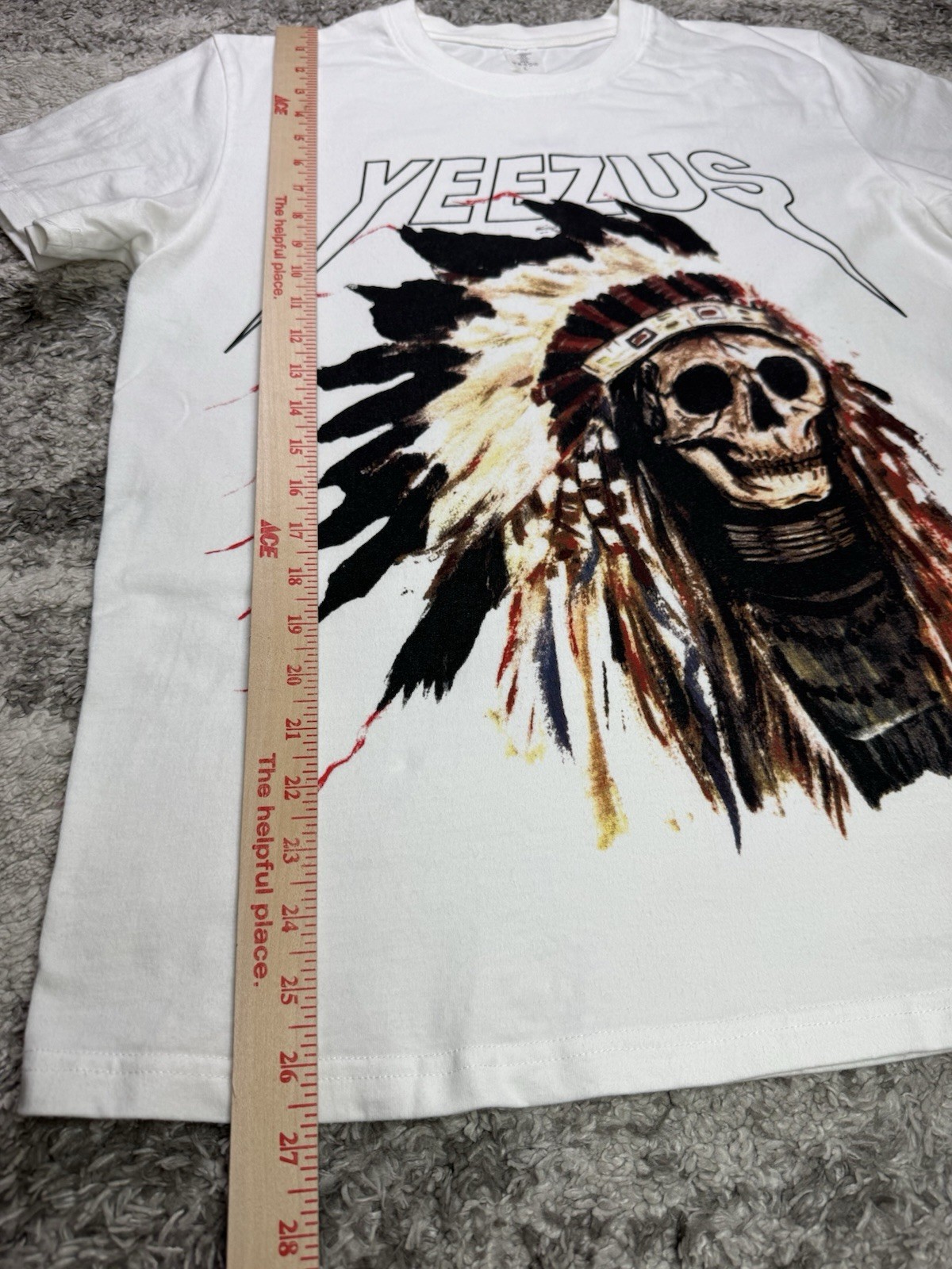 Kanye West Yeezus Tour T Shirt Mens Large White Skull Graphic Rap Hip Hop