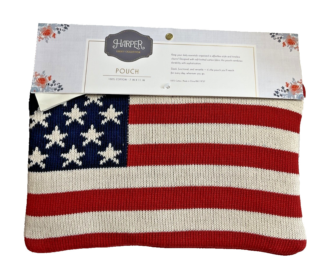 HARPER Pouch FLAG 7 X 11 IN 100% COTTON NWT