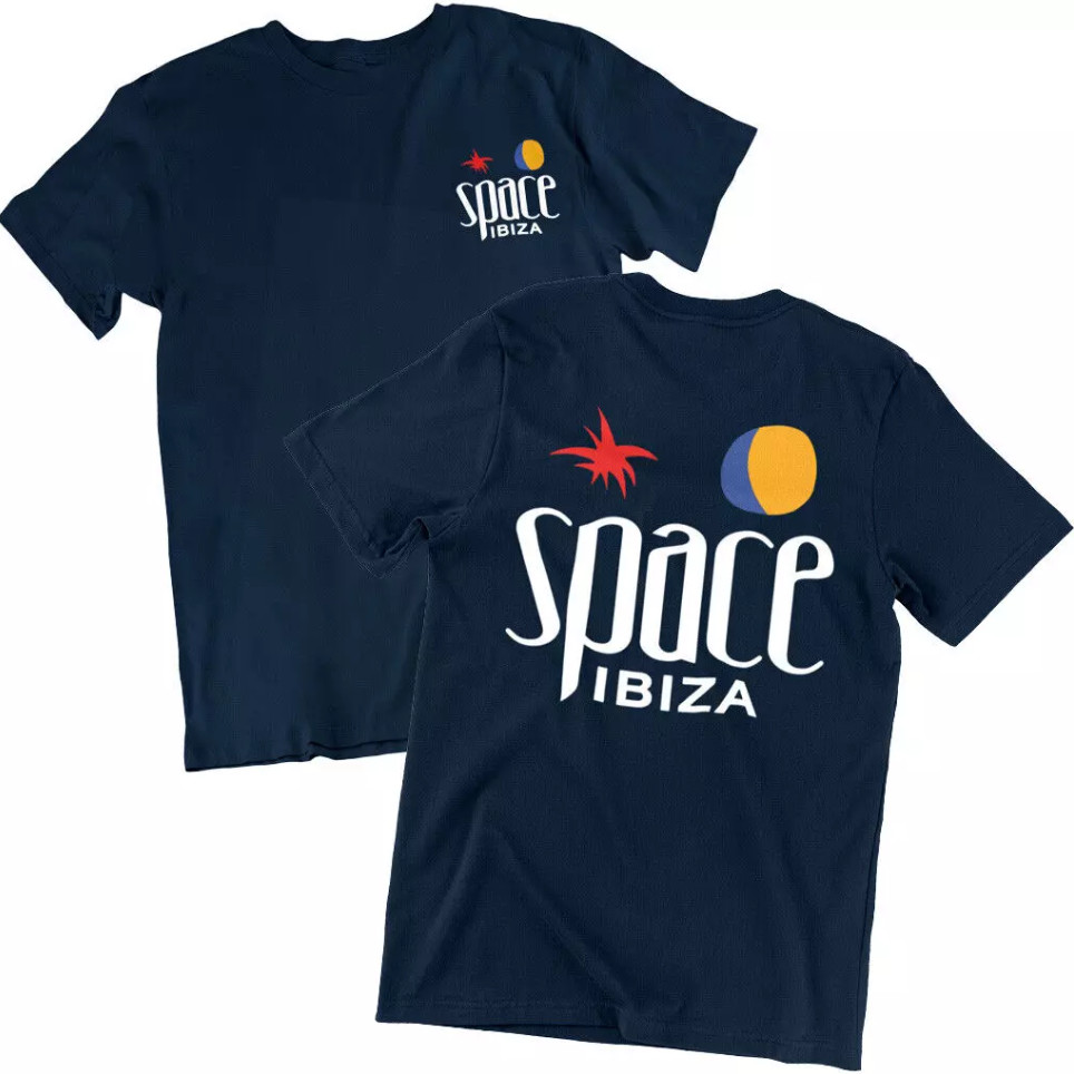 Space Ibiza Beach Club Logo Mens T shirt Navy Blue Festival Top Beefa Night Club