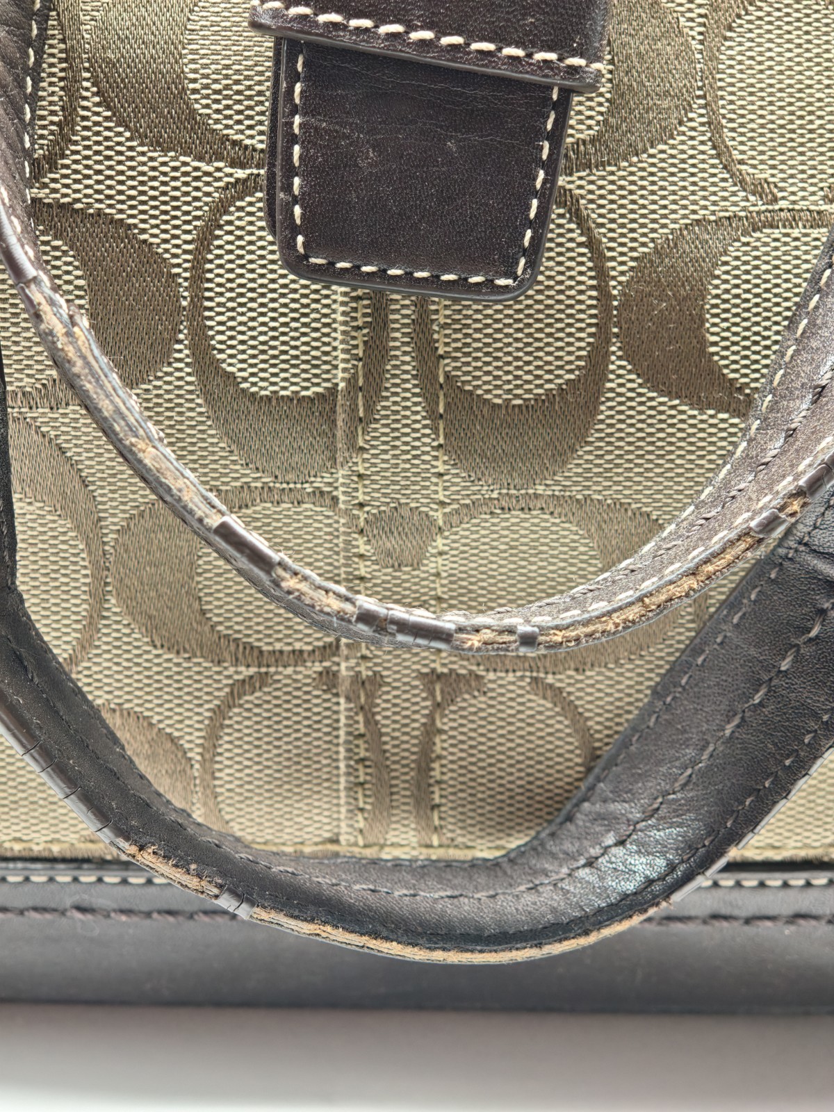 COACH | Brown Logo Shoulder Bag Buckle Accent Double Handles Silver Hardware