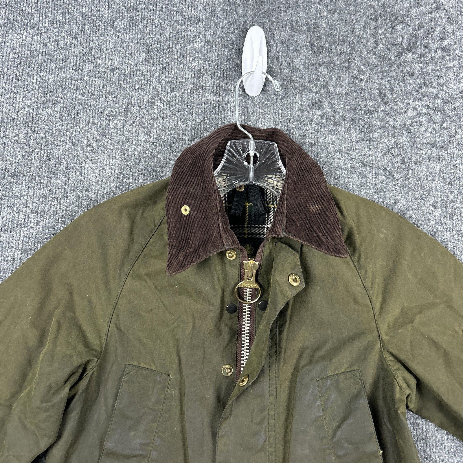 Barbour Bedale Jacket Kids Small Green Waxed Cotton Hunting Coat England