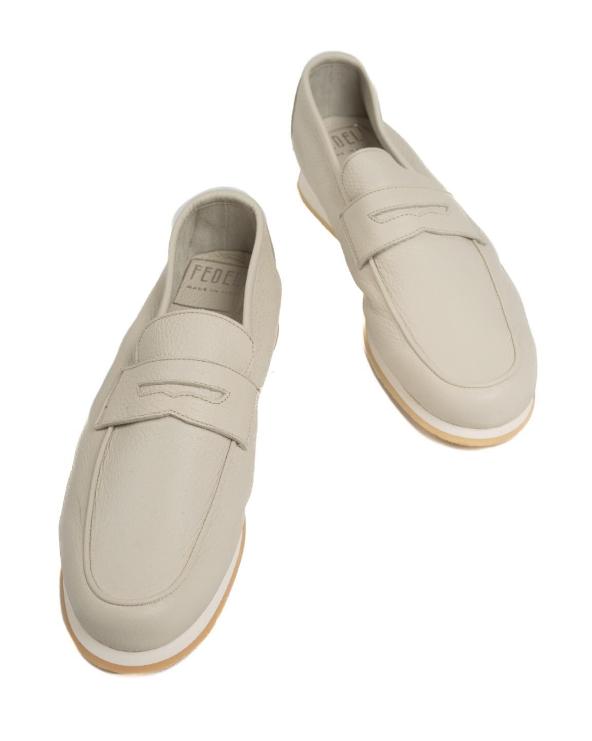 Fedeli $650 Ivory Soft Slip-On Penny Loafers Grained Leather Shoes (42 eu) 8 US