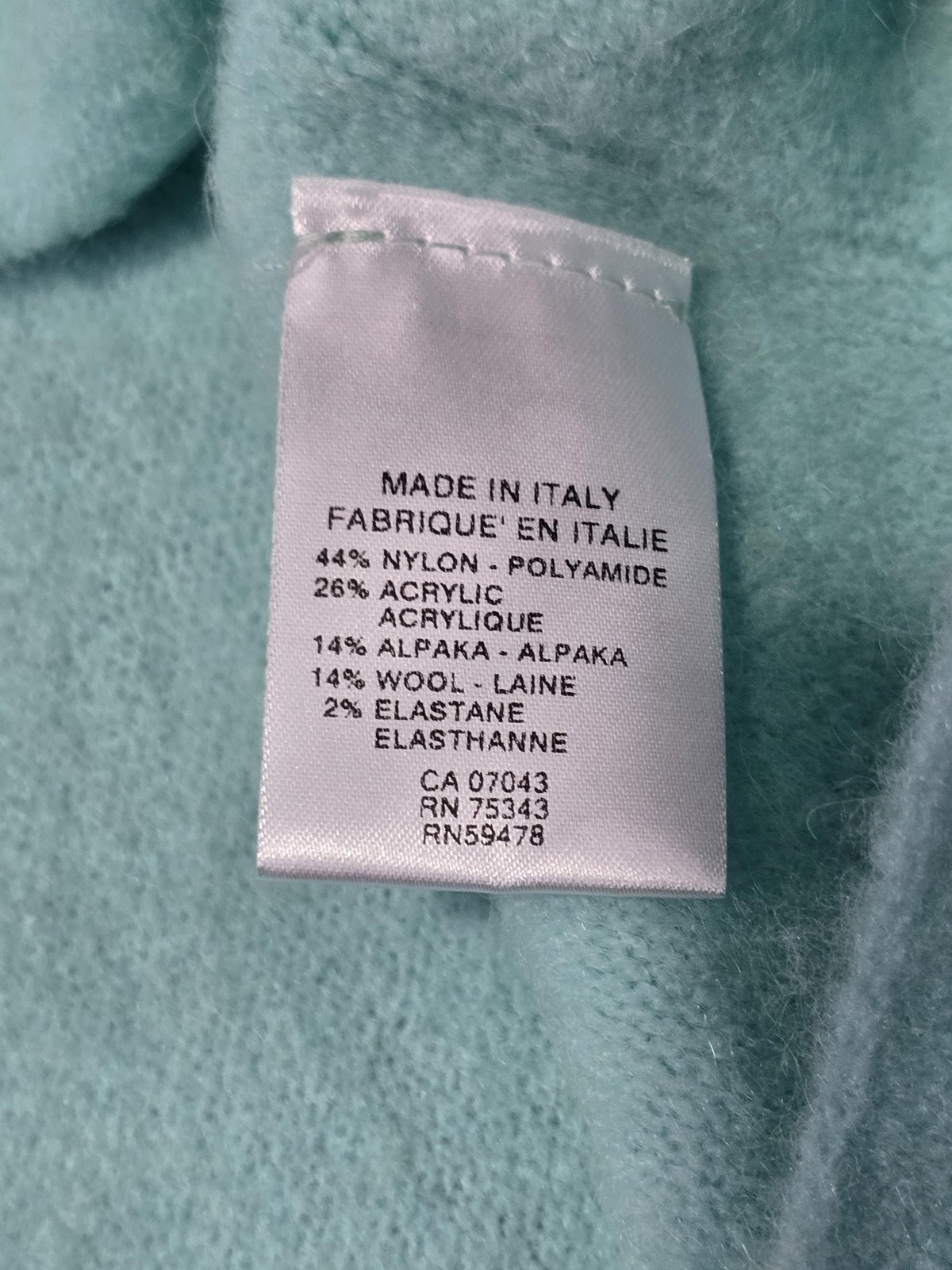 Bianco & Blu Sweater Womens Large Green Alpaca Wool Blend Crew Knit Pullover