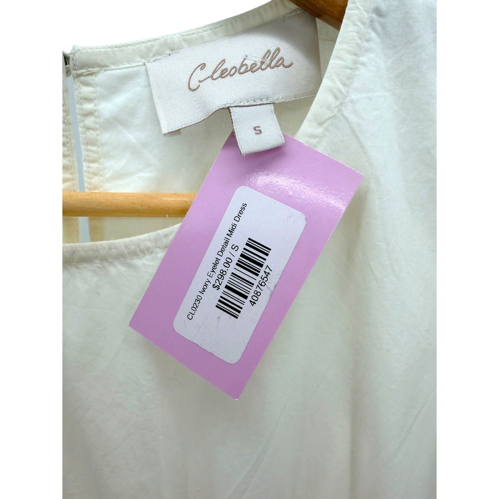CLEOBELLA Allegra Drawstring Waist Ivory Organic Cotton Eyelet Midi Dress S NWT