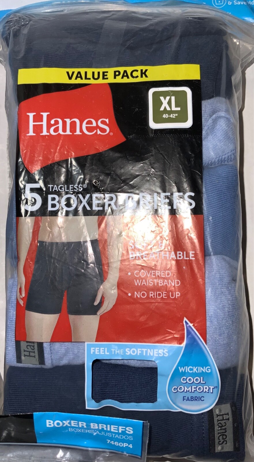 Hanes COVERED BAND SMALL XL Cool Comfort Tagless Boxer Briefs wicking 4-5 pr