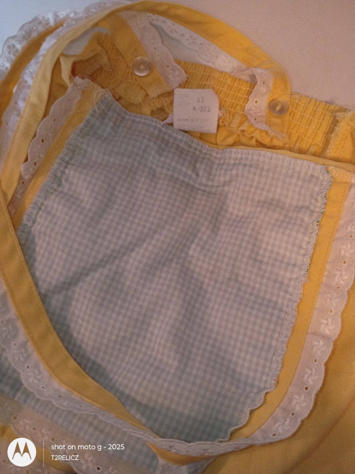 Vtg 3T Summer Embroidered Yellow Jumper~Gender Neutral-Field/Birds/Sky~USA Made