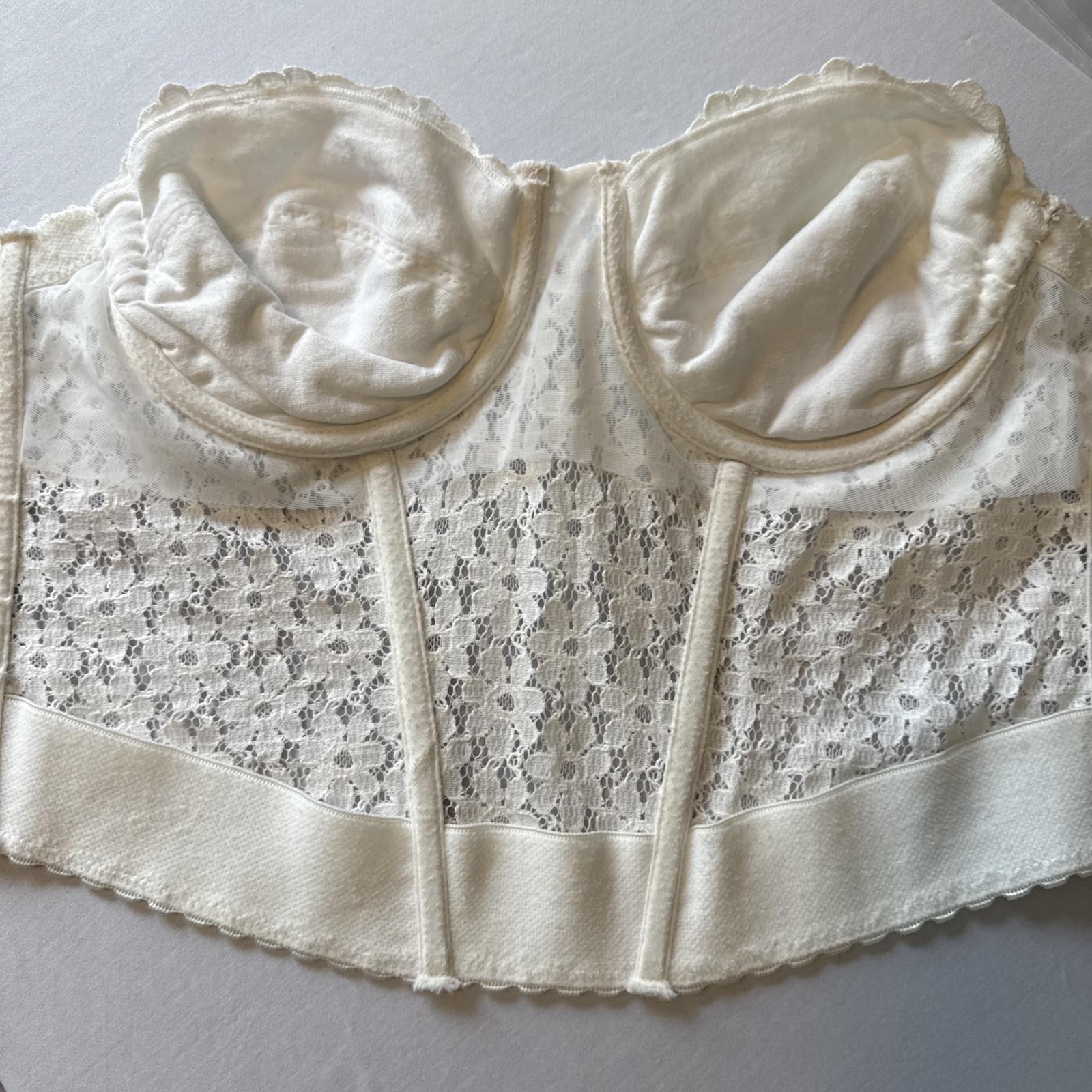 Vtg Maidenform Cotton Couture Lace Bustier Corset Top Y2K Coquette Bridal 38B