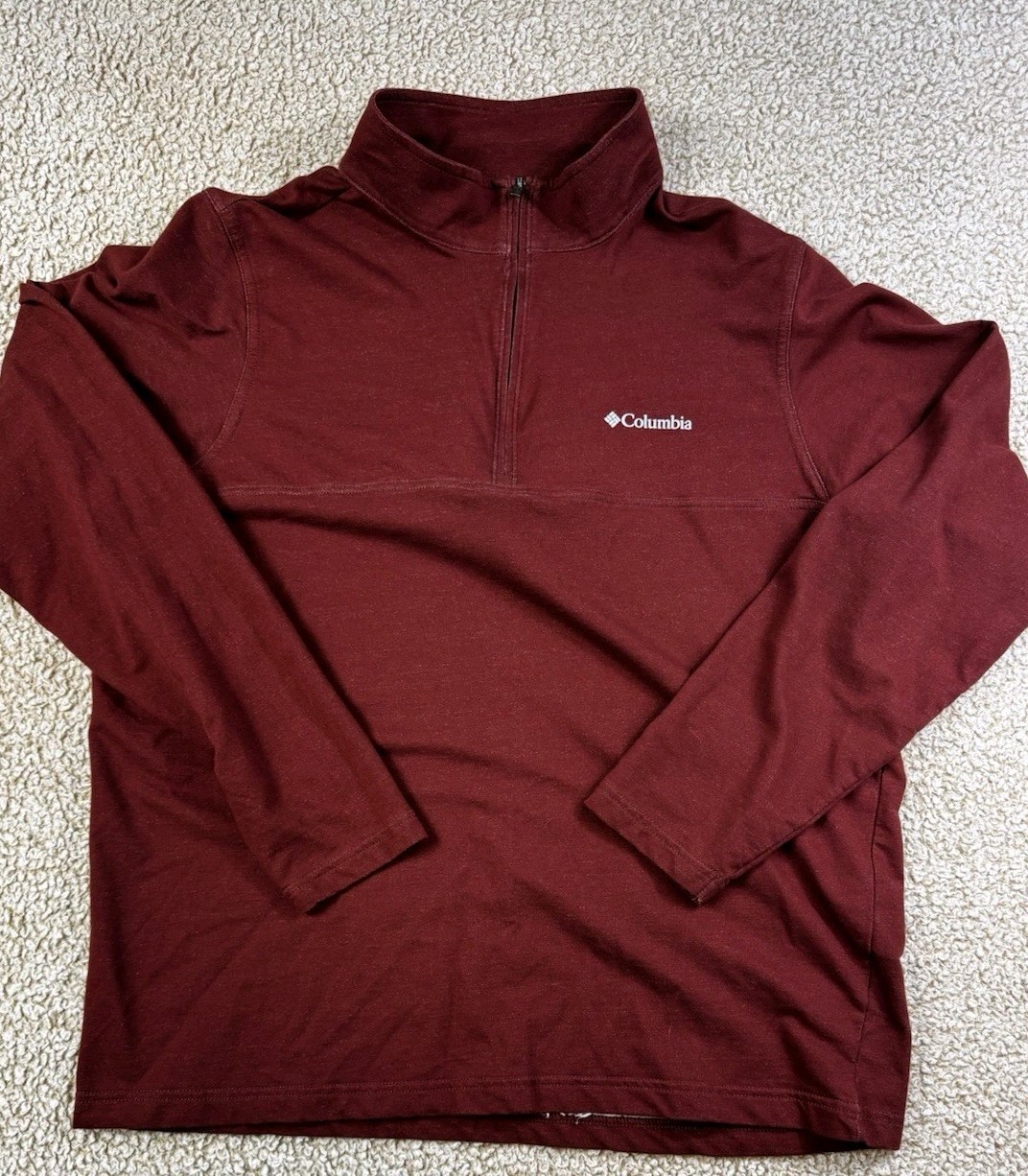 Columbia Omni Wick Mens 1/4 Zip Pullover Stretch Maroon Red Outdoor Light