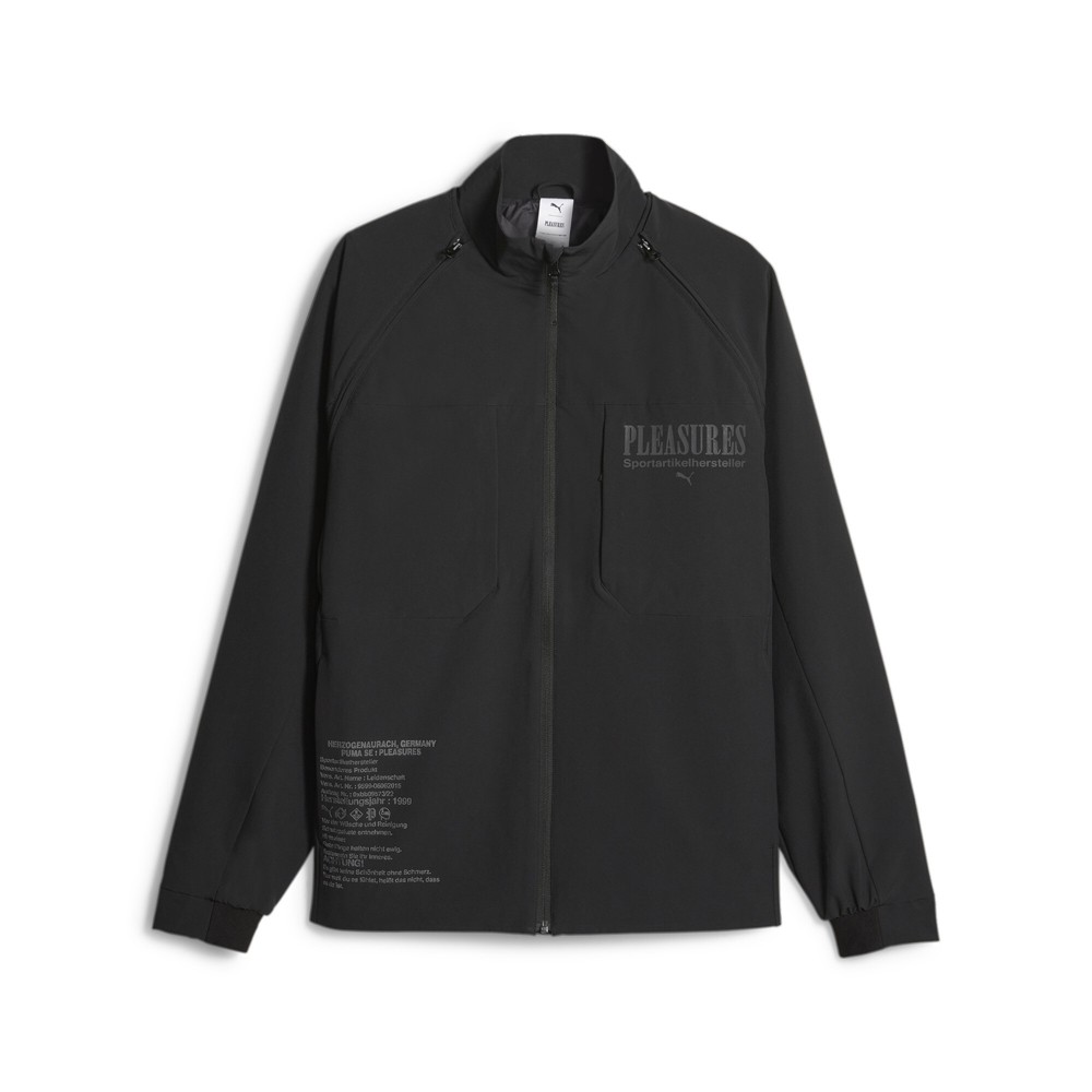 PUMA X Pleasures Full Zip Jacket Mens Black Casual Athletic Outerwear 62087601