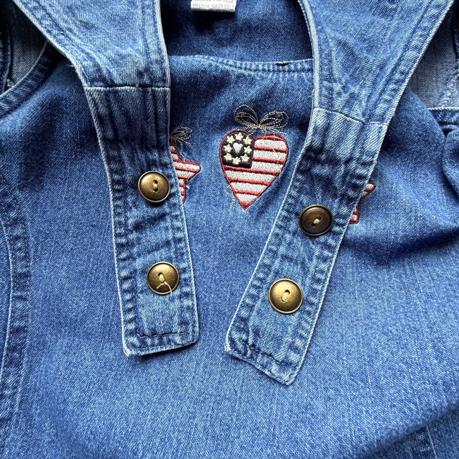 Christopher & Banks Womens Denim Jumper Dress Blue S 100% Cotton Patriotic