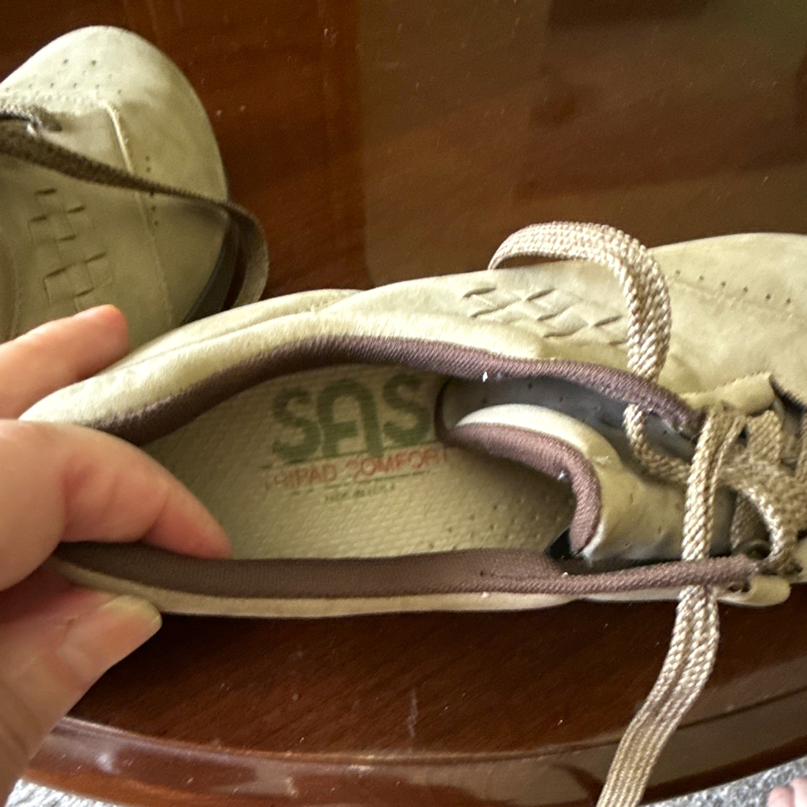 SAS Tripad Comfort Beige Nubuck Lace-Up Cushioned Casual Sneakers US 8.5 woman