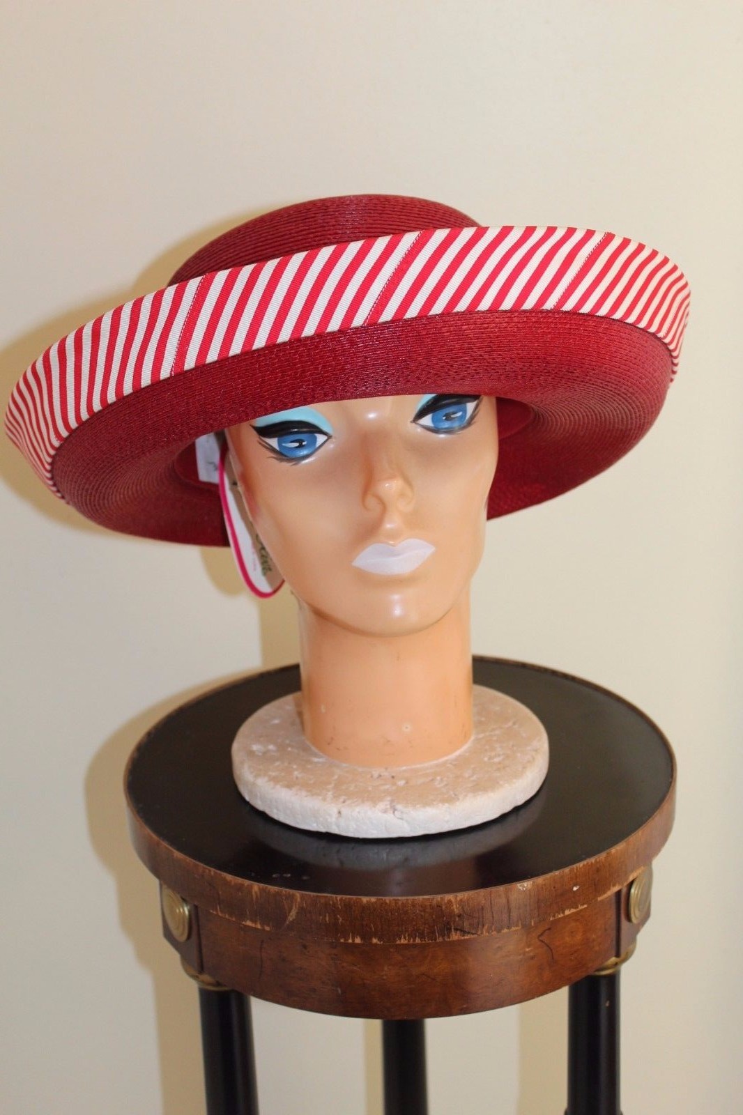 NWT Frank Olive Gold Standard Red Tightly Woven Peppermint Stripe Hat Sz XL