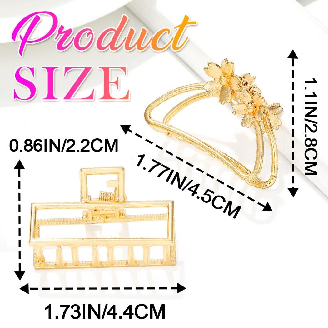 CAKURE Gold Hair Clips Metal Small Claw for Thin Accessories