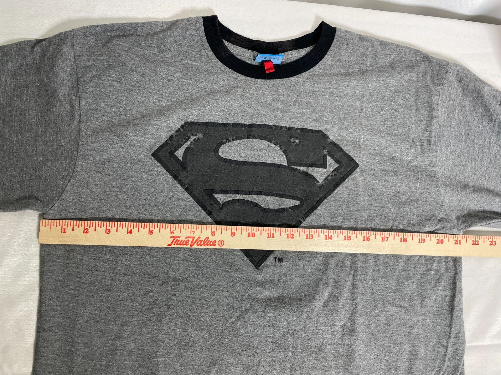 Superman Black Logo Grey Ringer T-Shirt Men’s XXL