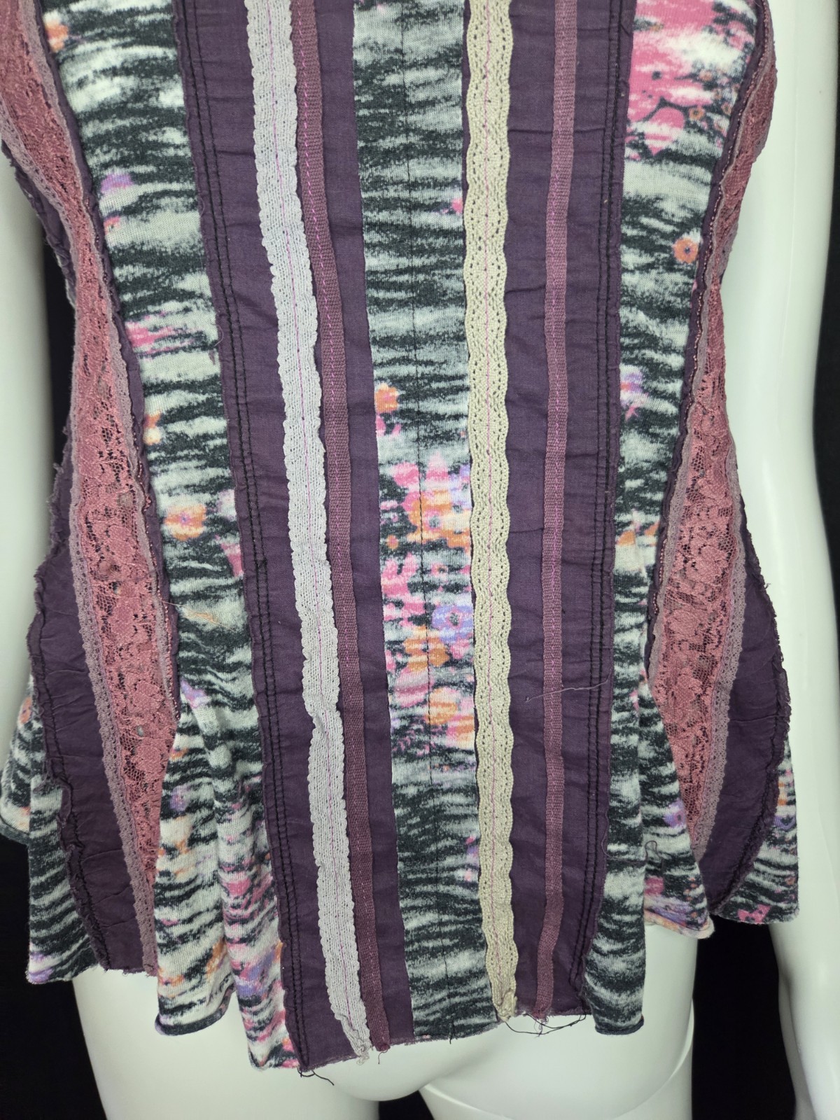 Vintage Free People Patchwork Lace Tank Top M Fairycore Whimsygoth Archival Y2K