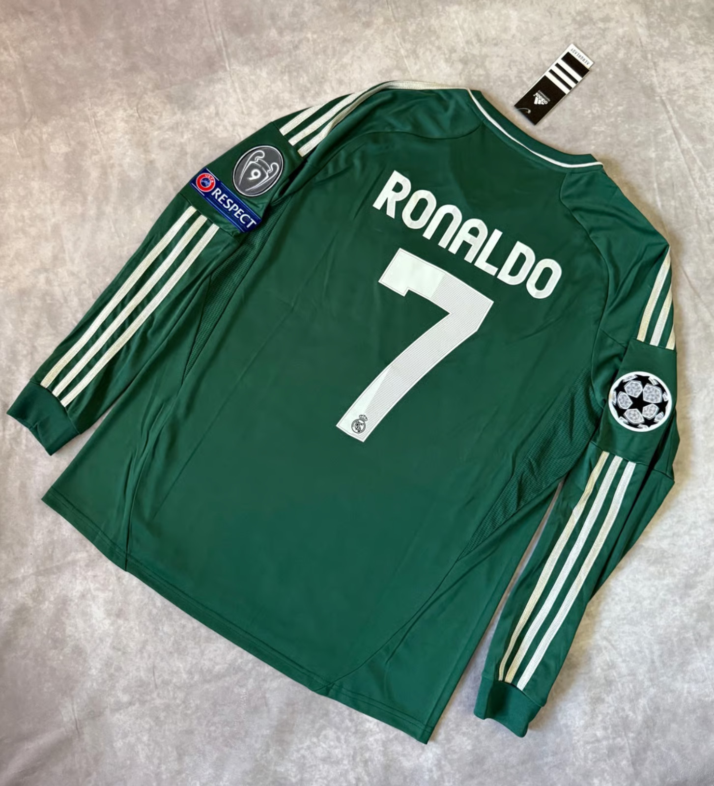 Real Madrid 2012-13 Third Green Long Sleeve Champions League Jersey Ronaldo #7