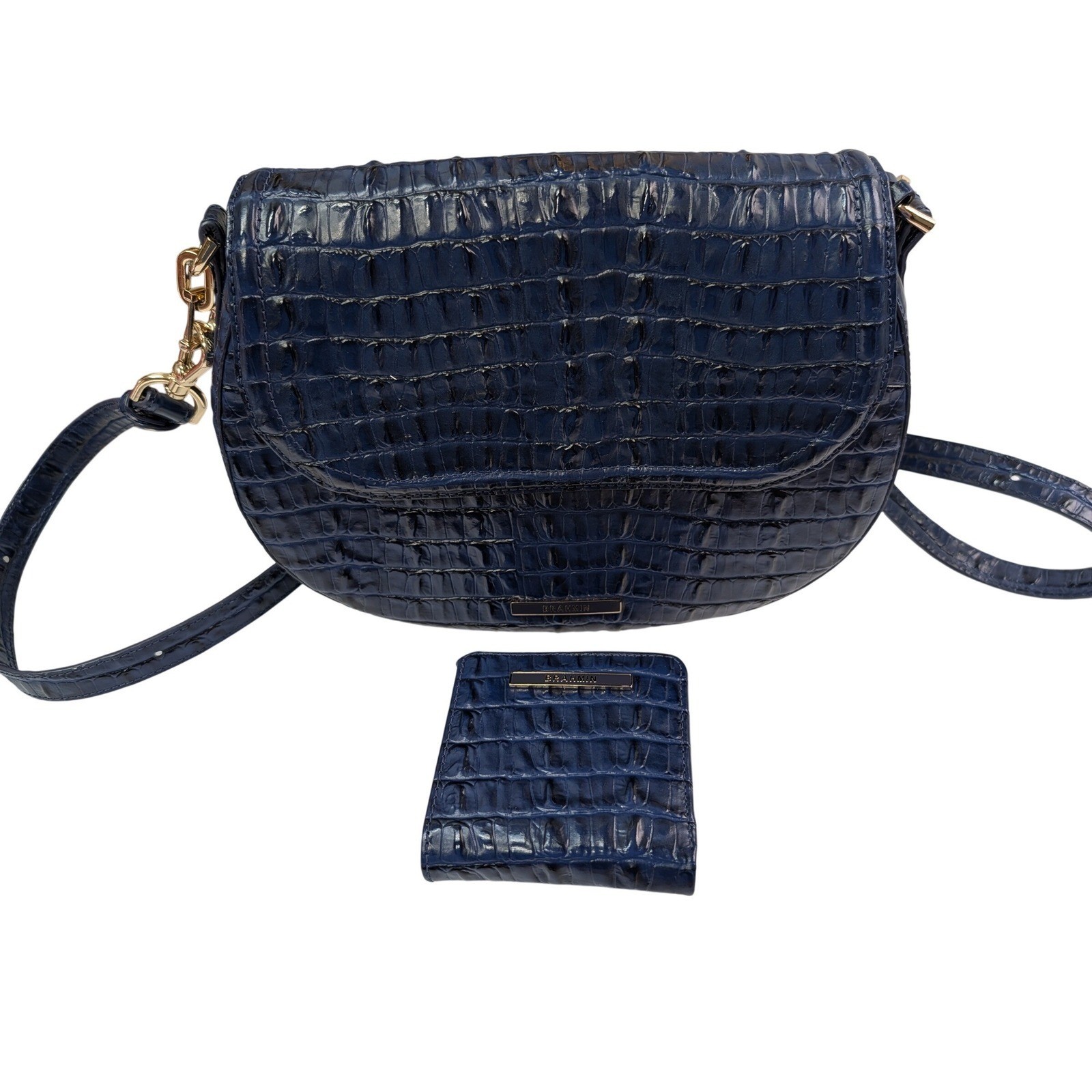 Brahmin Cynthia Leontyne Small Embossed Leather Bag and Jane Mini Wallet