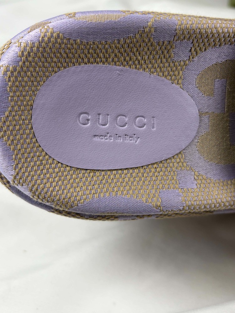 Gucci Jumbo Angelina GG Canvas 4” Platform Sandals US Size 10.5 SPB JA-369500