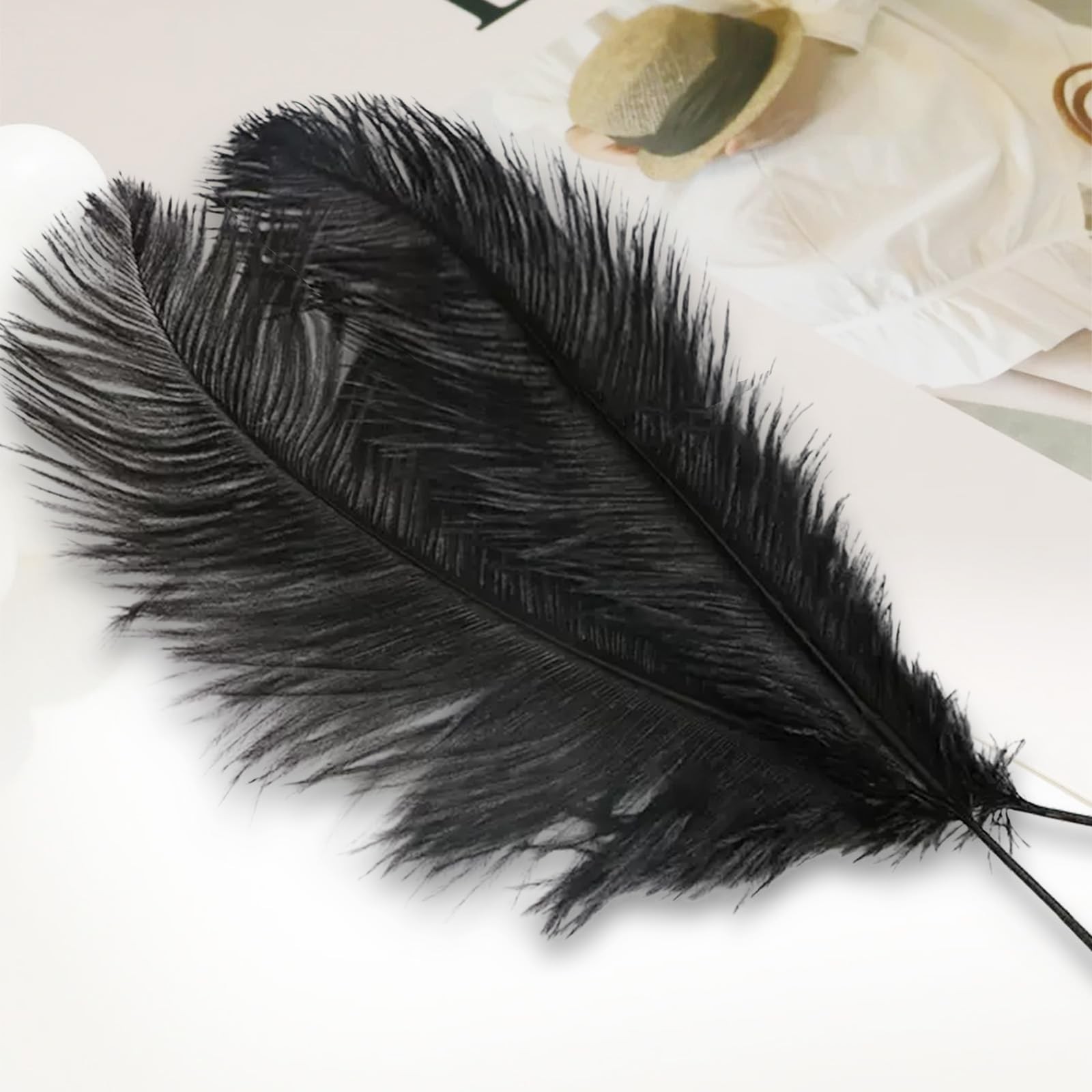 Rgontar 10-12 inches Black Ostrich Feather,Large Natural Ostrich,Plumas para …