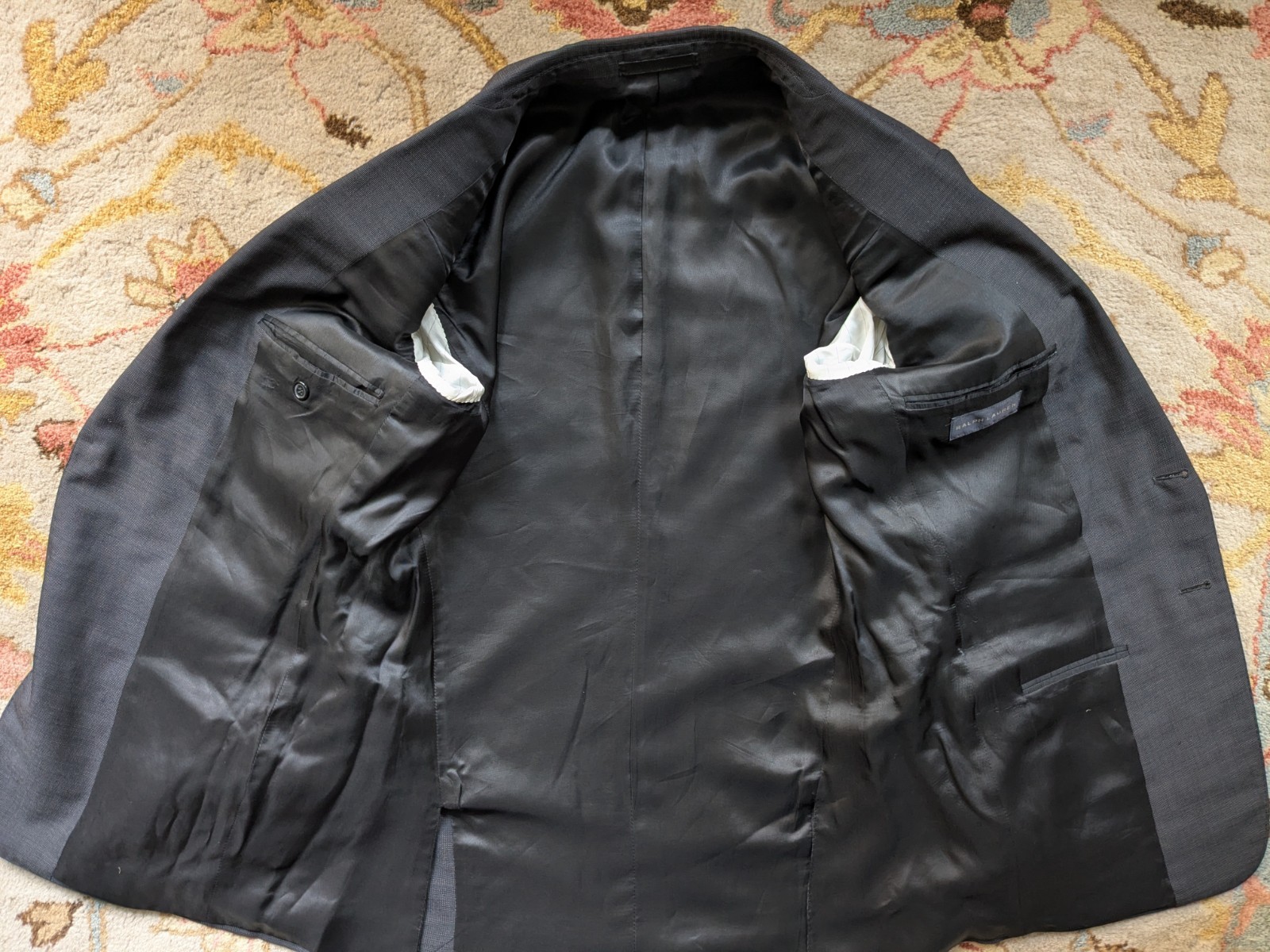 Ralph Lauren Black Label Italy Gray Nailhead Suit 40R 31×31 Full Canvas Wool