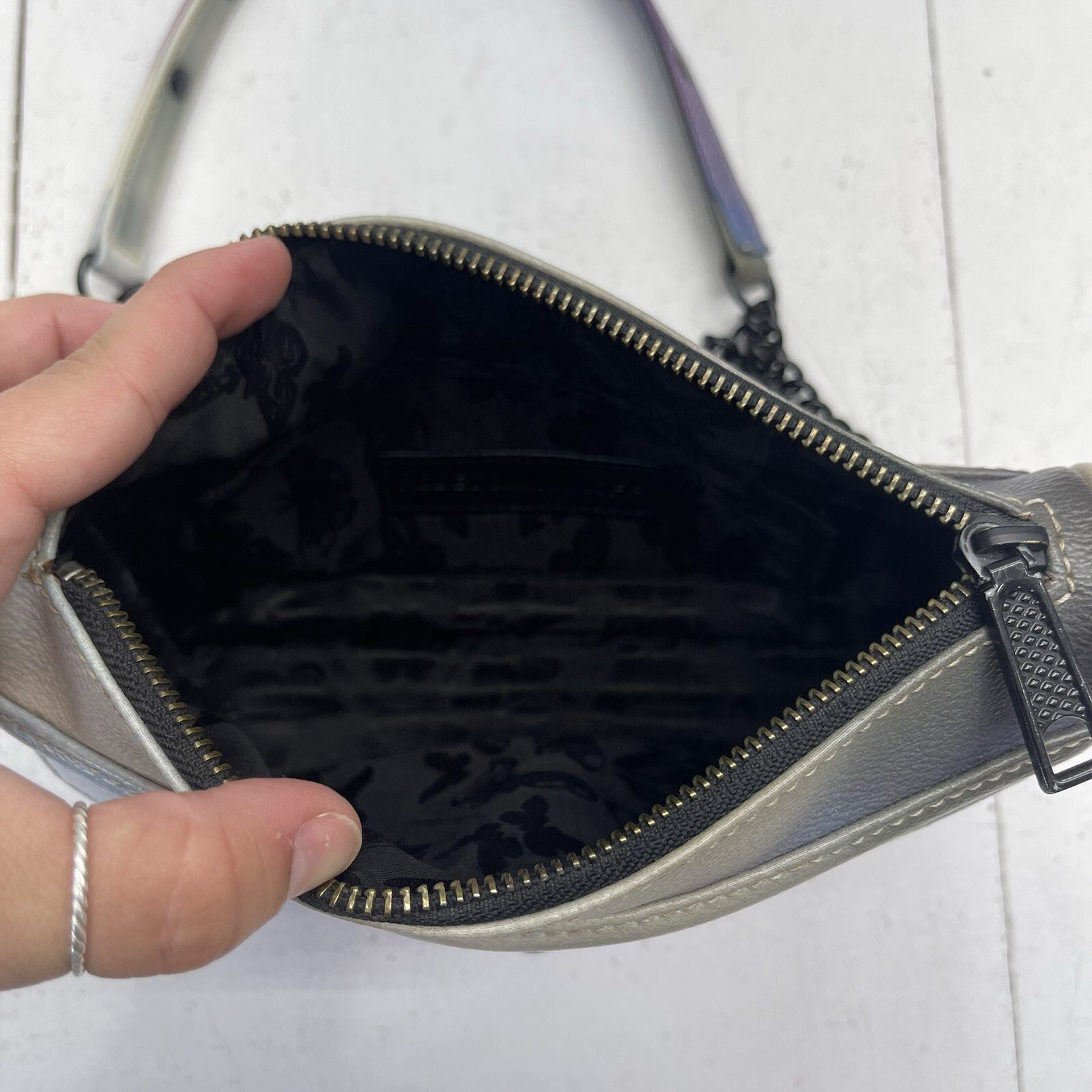 Rebecca Minkoff Mini Mac Pink Blue Graffiti Chain Crossbody Purse