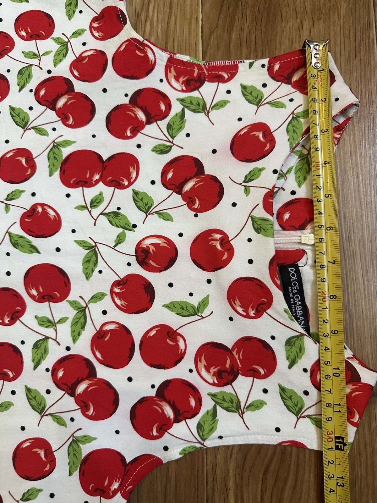 Dolce & Gabbana Vintage Cherry Print Dress Polka Dot Cotton A-Line Mini IT 42 S