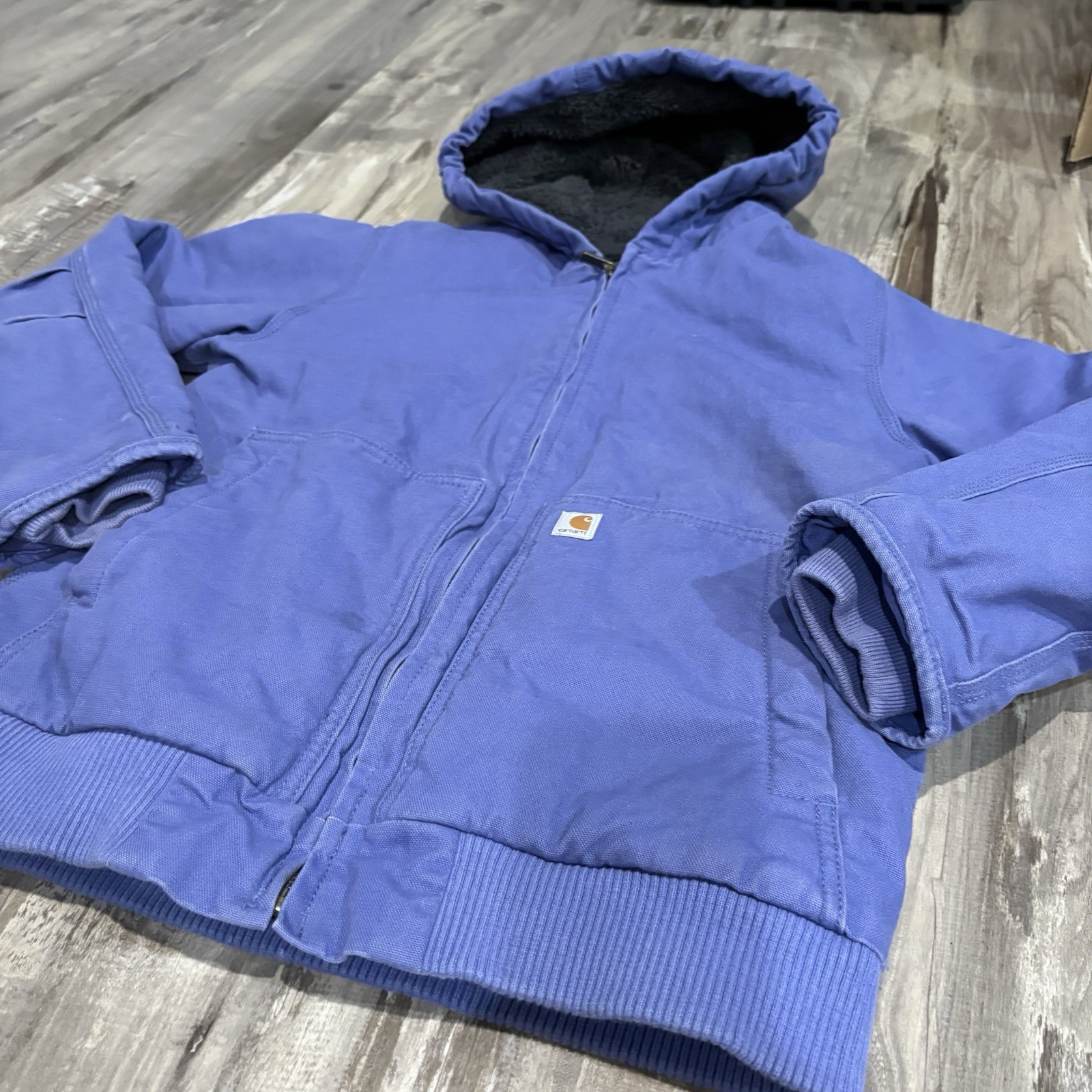 Carhartt Periwinkle Blue Kids SZ L (14) Sherpa Lined Active Jacket CP9564