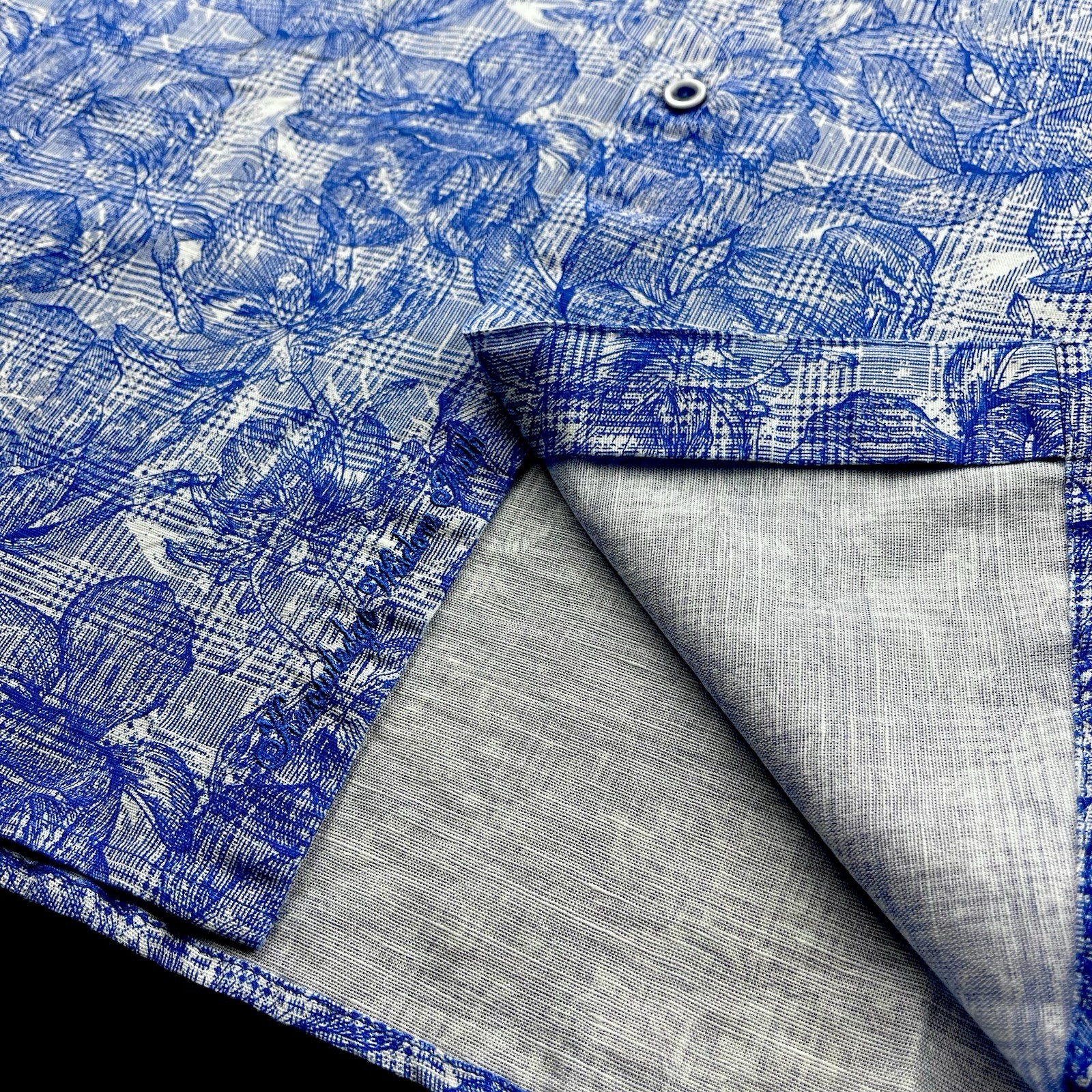 Robert Graham Linen Cotton Floral Print Short Sleeve Sport Shirt 2XL Blue $198