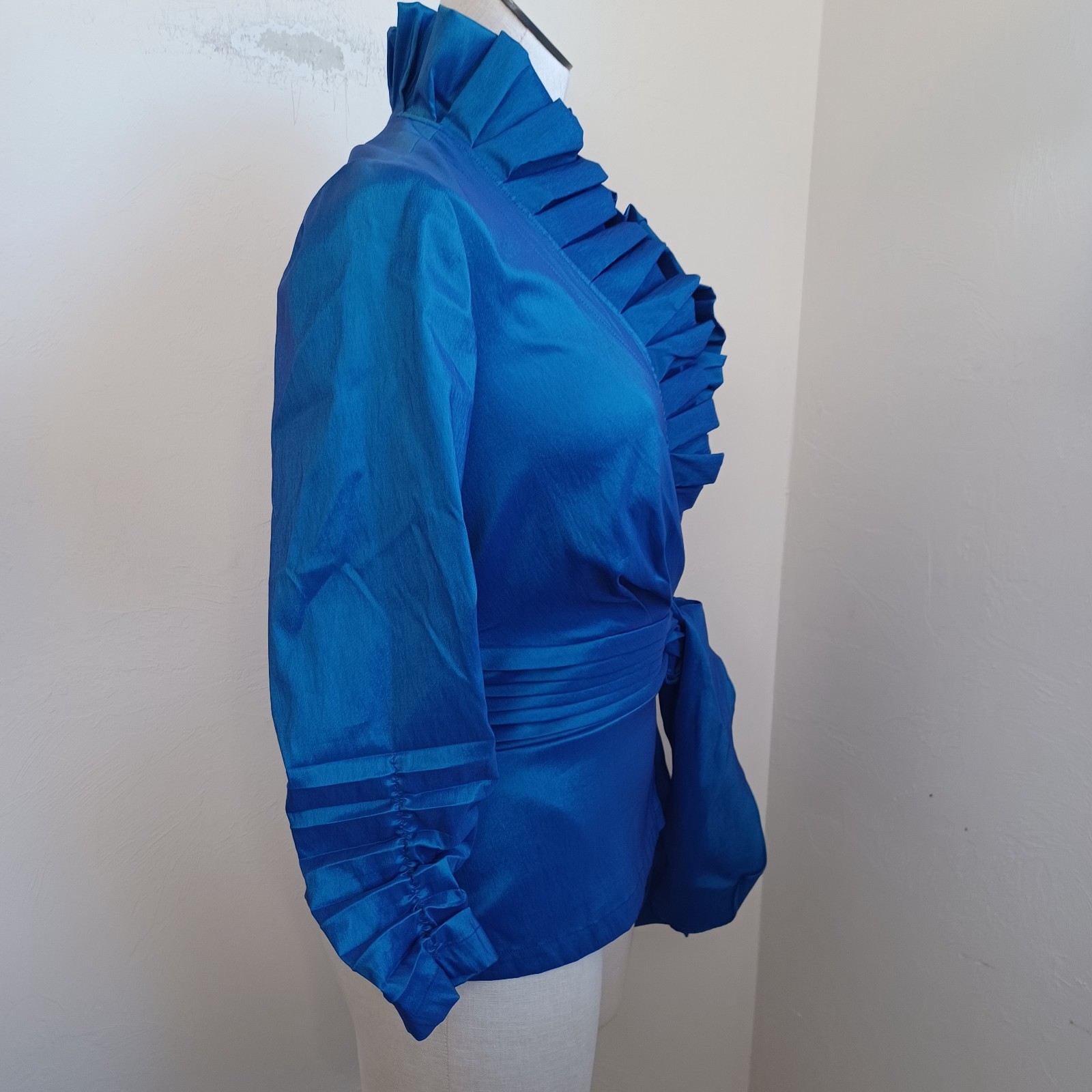 Tadashi Collection Blouse Womens 4 Tadashi Shoji Taffeta Ruffle Elegant Top