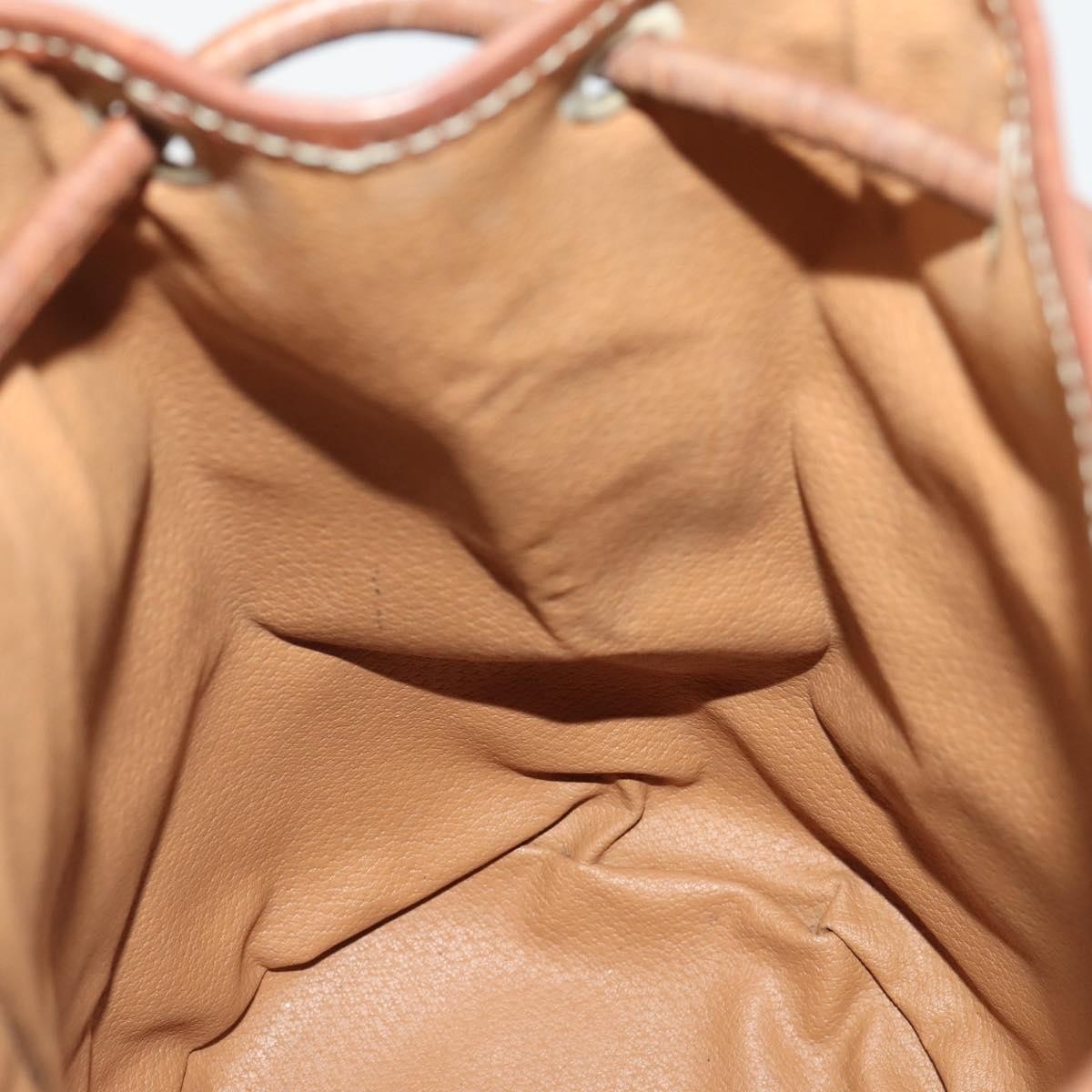 CELINE Macadam Canvas Purse Backpack PVC Leather Brown Gold Auth 174718