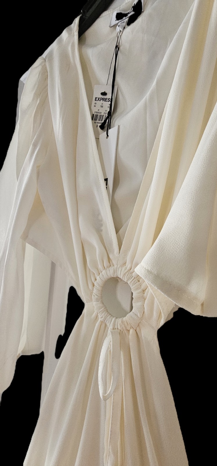 NWT Express Edition Ivory Cutout Midi Dress Long Sleeve Ring Detail Women’s