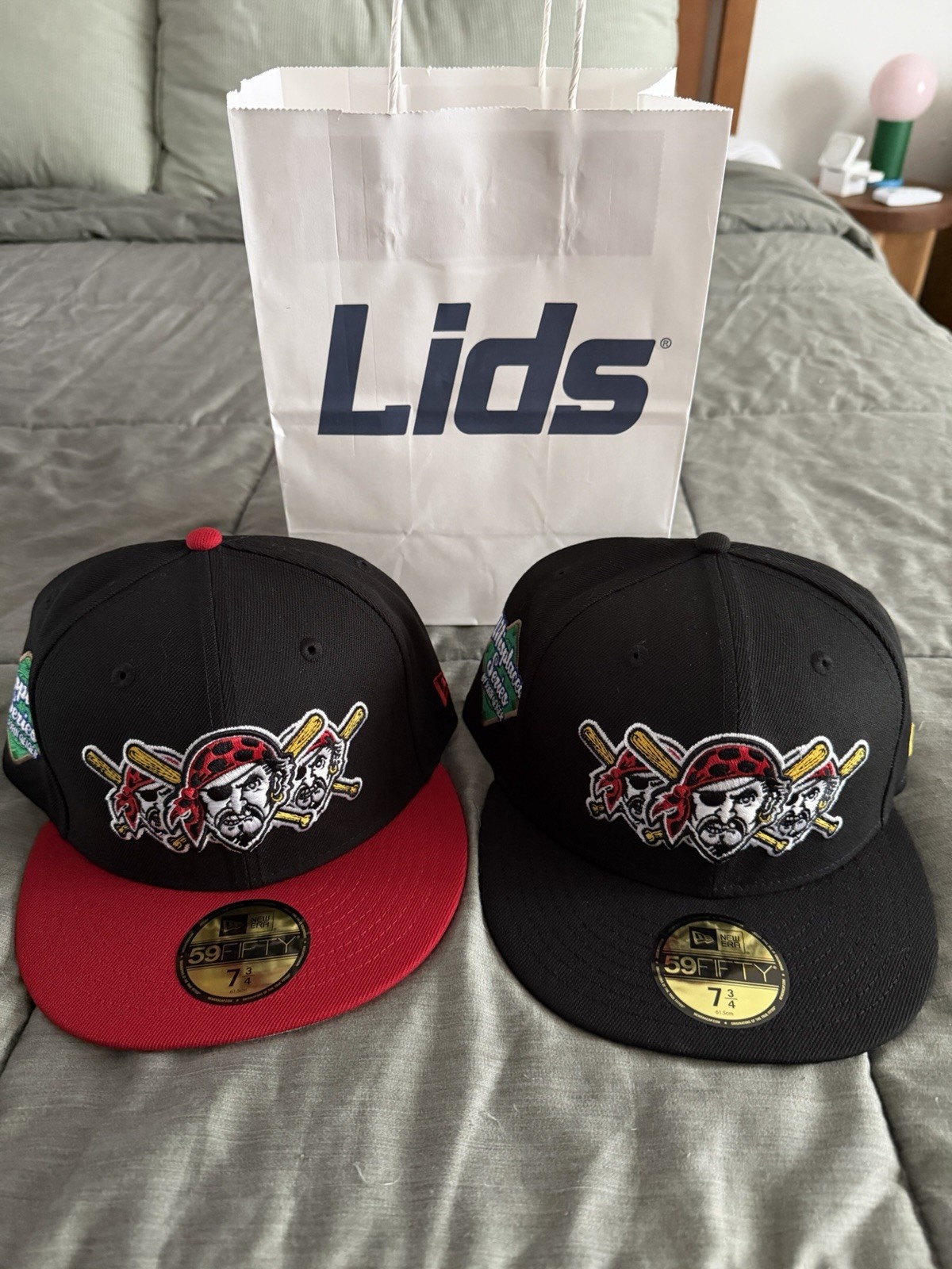 John geiger misplaced series pirates red brim and black bundle size 7 3/4
