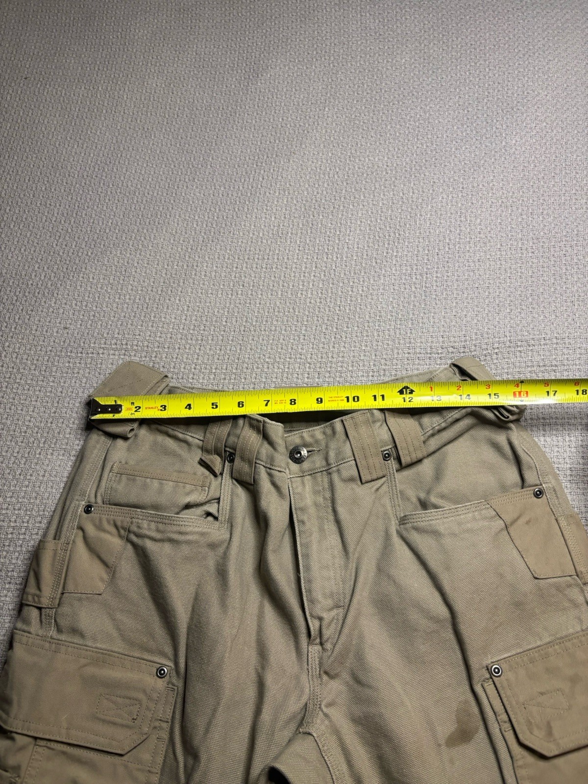 Duluth Trading Ultimate Fire Hose Pants Mens 34×32 Tan Double Knee Cargo Work