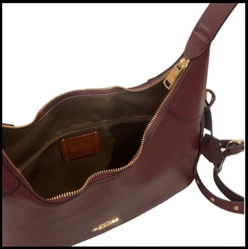 COACH CCE48 Ella Shoulder Bag Smooth Leather Maroon Brown Outlet New SMM