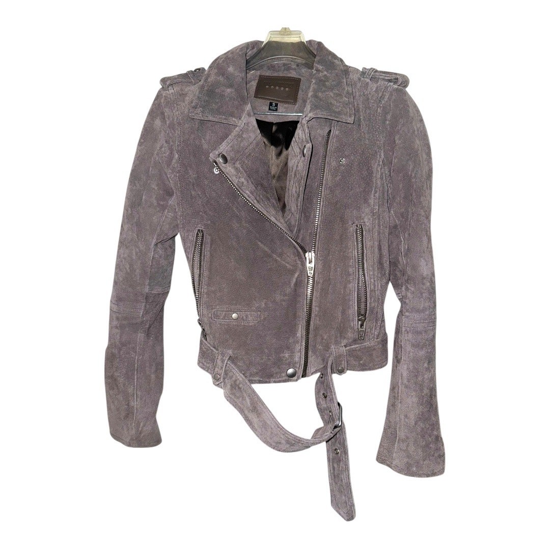 BLANKNYC Suede Moto Jacket in French Grey Size S
