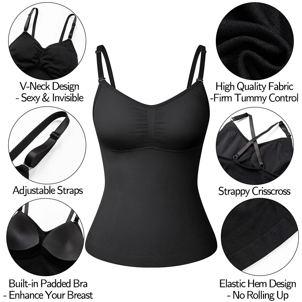Women Tummy Control Seamless Shaping Camisole Seamless Body Shaper Slim Cami Top
