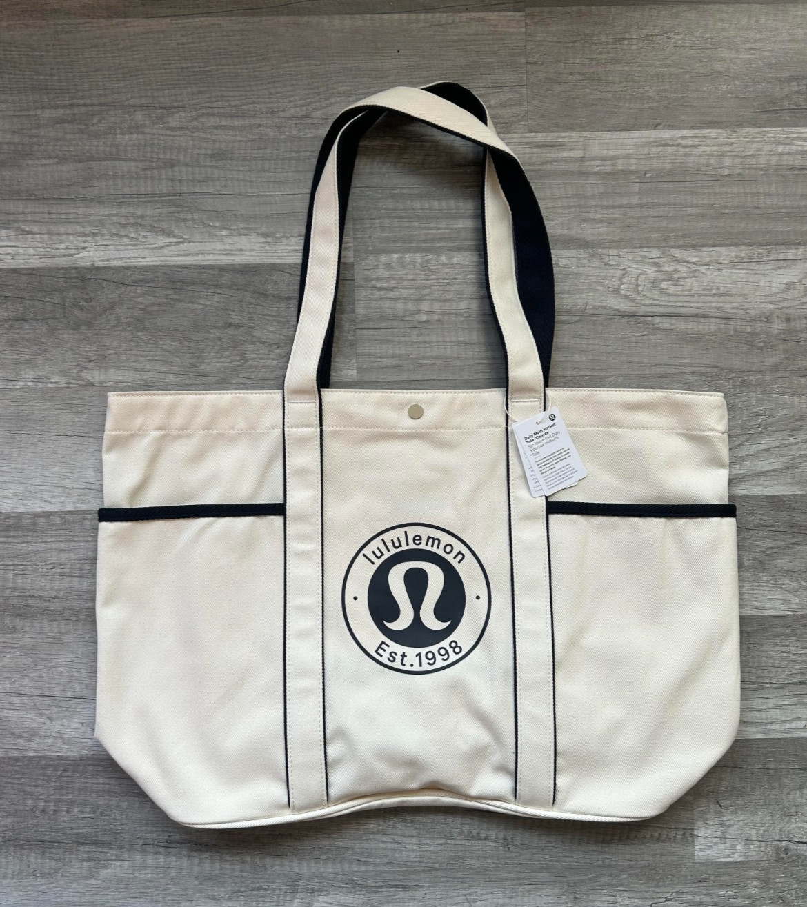 Lululemon Daily Multi Pocket Canvas Tote Bag White True Navy 20L New With Tags