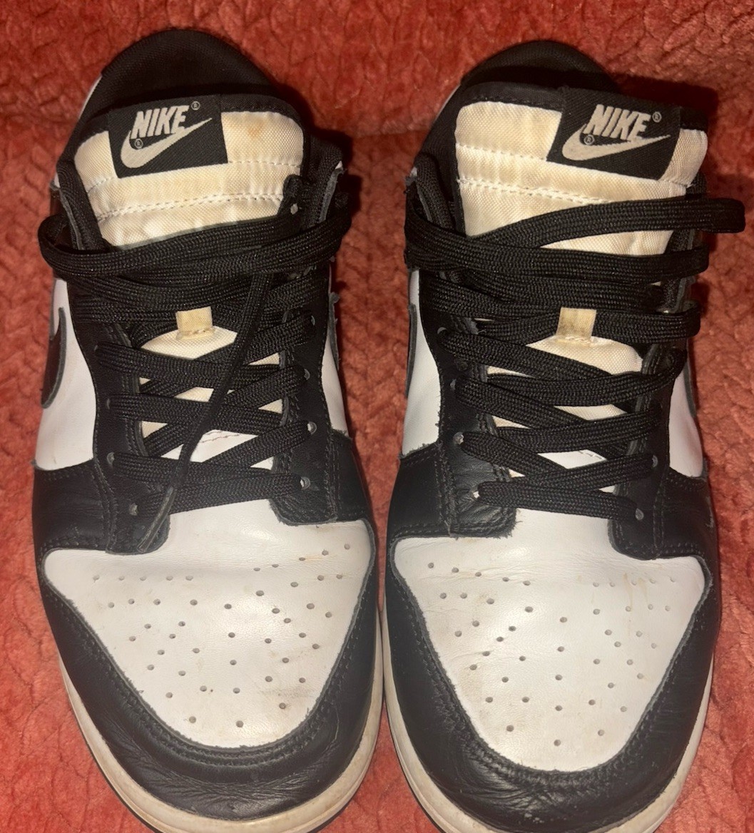 Nike Men’s Athletic Sneakers Lace Up Low Top Black White Colorblock Panda Size10